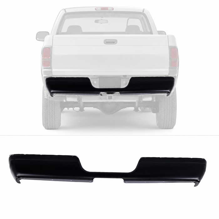 Black Rear Step Bumper Steel Face Bar For 94-01 Dodge Ram 1500 2500 3500 Pickup