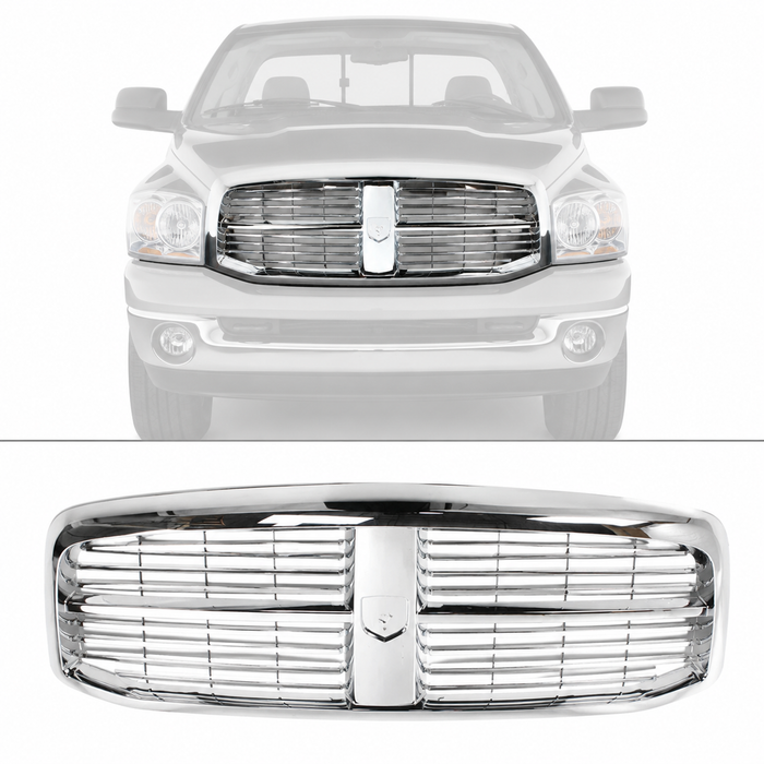 Chrome Grille Surround Shell Insert for 06-09 Dodge Ram 1500 2500 3500 Pickup