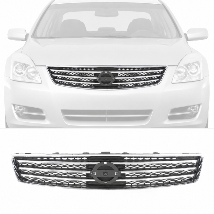 Chrome Grille Shell Surrond with Dark Gray Insert For 2009-2011 Nissan NI1200231