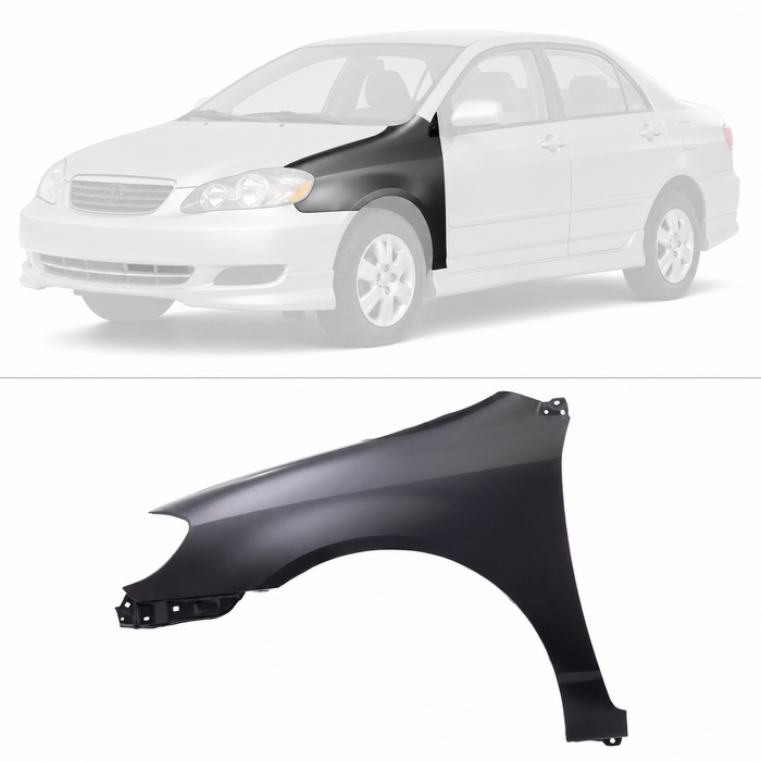 Front Driver Left Side Fender For 2003-2008 Toyota Corolla 1.8L 4-Door Sedan