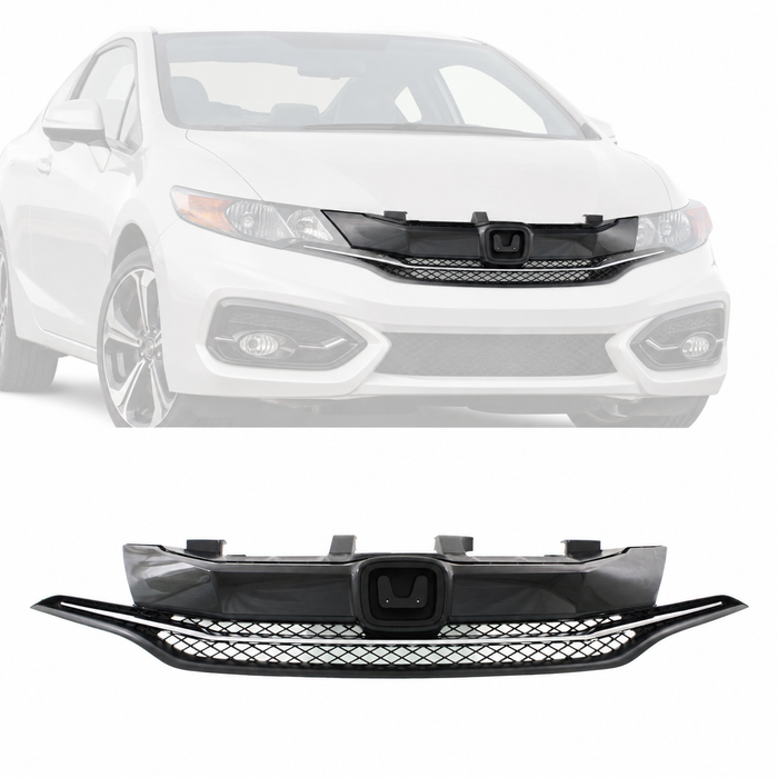 Grille assembly For Honda Civic Coupe 2014-2015 with Chrome Molding