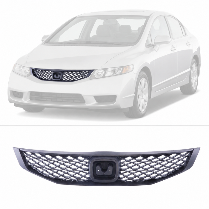 Upper Grille Grill w/ Mesh Insert For 2009-2011 Honda Civic 8th Gen HO1200199