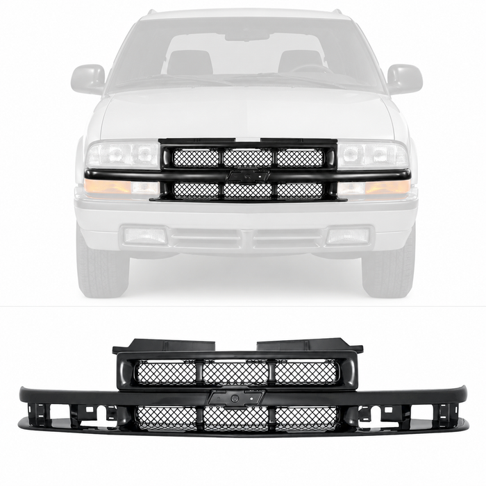 Prime Black Grille Assembly without Molding For 1998-2004 Chevrolet S10 Blazer