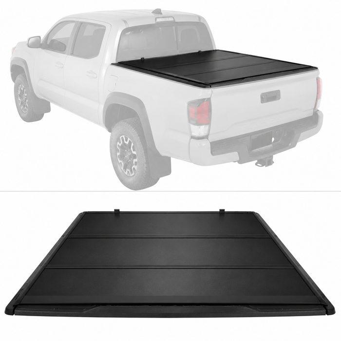 5FT FRP Low Profile Hard Tri-Fold Tonneau Cover For 2016-2023 Toyota Tacoma Bed