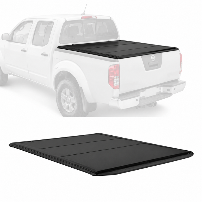 5FT FRP Low Profile Hard Tri-Fold Tonneau Cover For 2005-2021 Nissan Frontier
