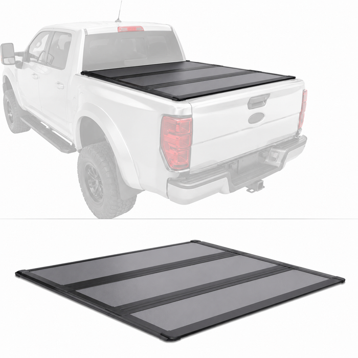 5.5FT FRP Low Profile Hard 4-Fold Tonneau Cover For 2014-2021 Toyota Tundra Bed