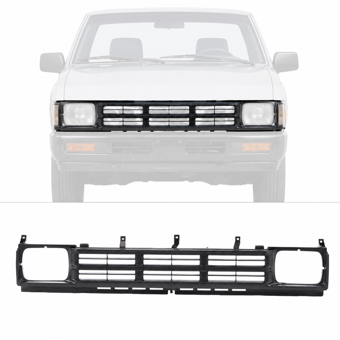 Front Black Grille Assembly w/Shell Insert for 90-92 NISSAN D21 Hardbody Pickup