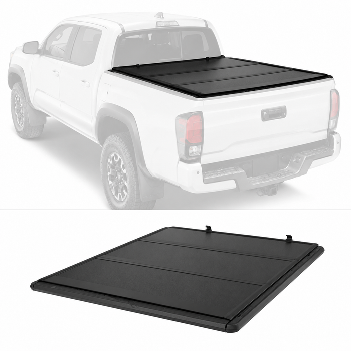 5FT FRP Low Profile Hard Tri-Fold Tonneau Cover For 2024-2026 Toyota Tacoma Bed