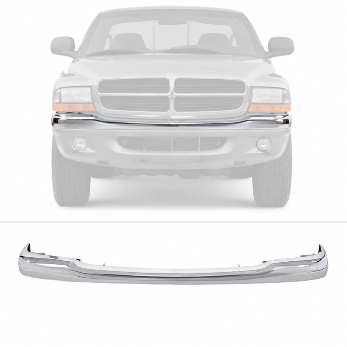 Chrome Front Upper Bumper Face Bar For 1997-2004 Dodge Dakota Pickup Truck