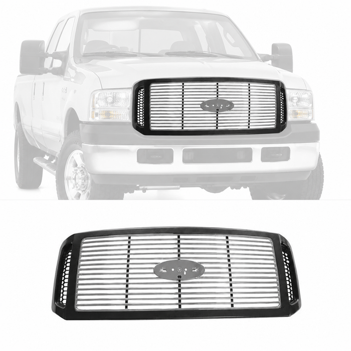 For 05-07 F-250 F-350 Grille assy black shell Chrome insert with Billet