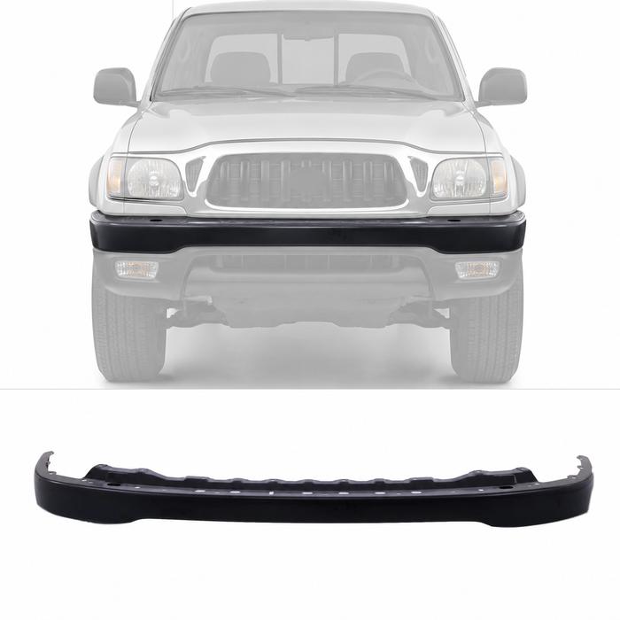 Black Front Bumper Steel Face Bar For 2001 2002 2003 2004 Toyota Tacoma Pickup