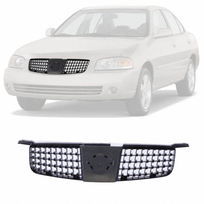Grille Assembly Silver Black For 2003-2006 Nissan Sentra Sedan 4-Door NI1200214