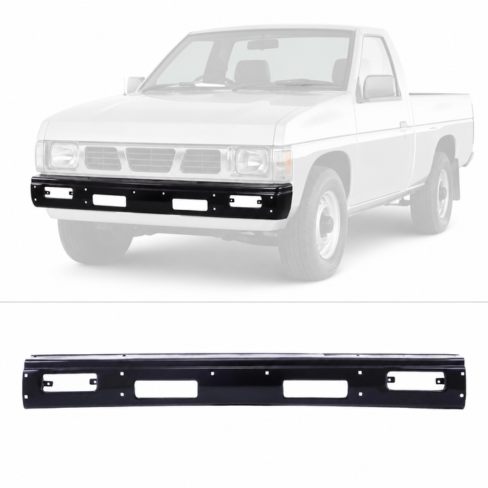 Front Black Bumper Face Bar For 1986-1992 Nissan D21 Pickup With Top Pad Holes