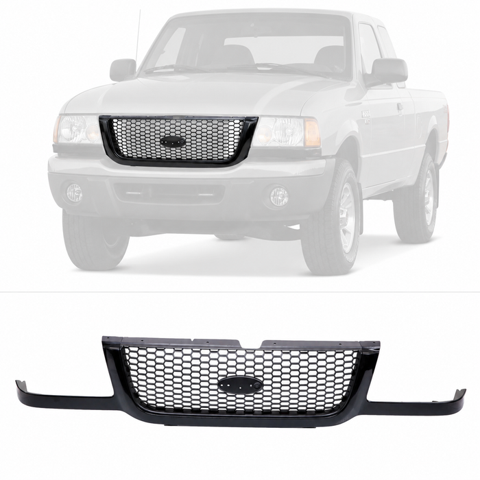Black Grille with Dark Gray Honeycomb Insert For 2001-2003 Ford Ranger Pickup