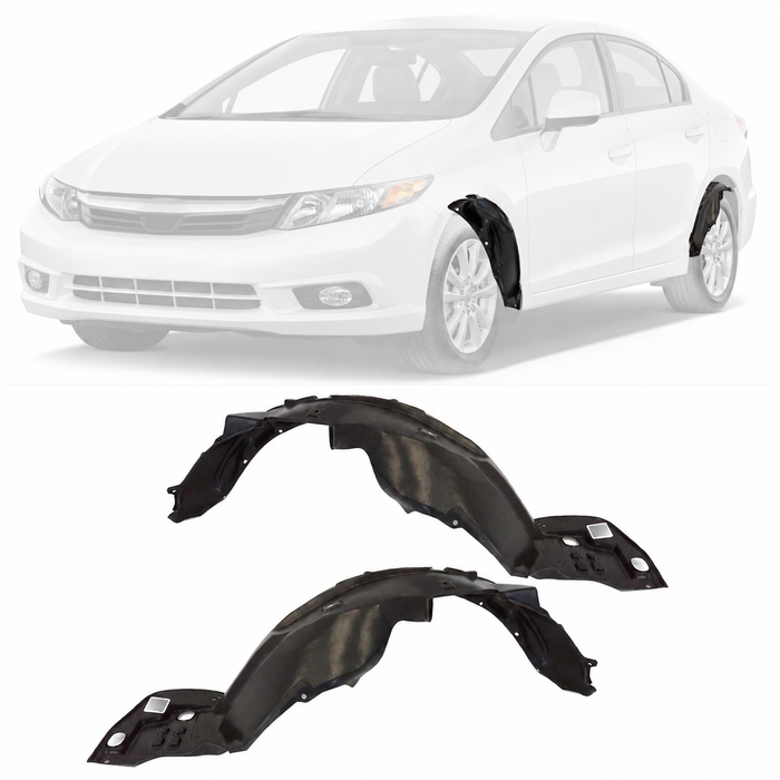 New Fender Liner Splash Shields For Honda Civic Set Of 2 Front Left & Right Pair