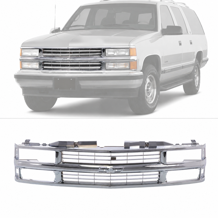 Grille Chrome For 94-02 Chevrolet C/K Pickup Truck 94-99 Suburban 95-00 Tahoe