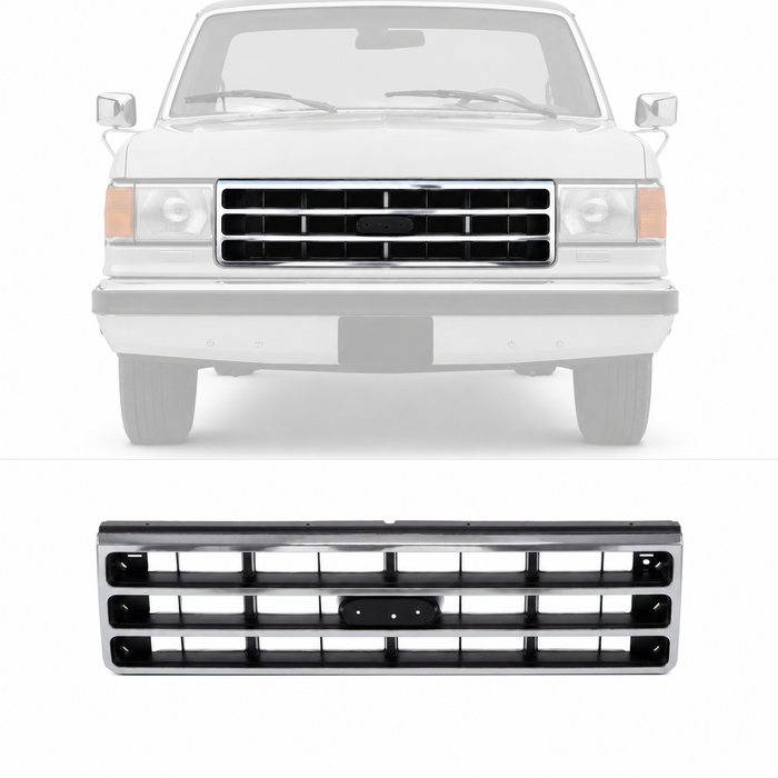 Grille Shell Surrond with Silver Insert For 89-91 Ford F-150 F-250 FO1200141