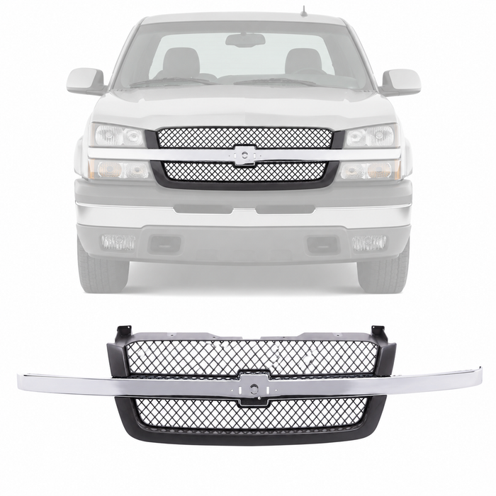 Grille w/ Chrome Molding Strip For 03-06 Avalanche 1500 Silverado 1500 GM1200489