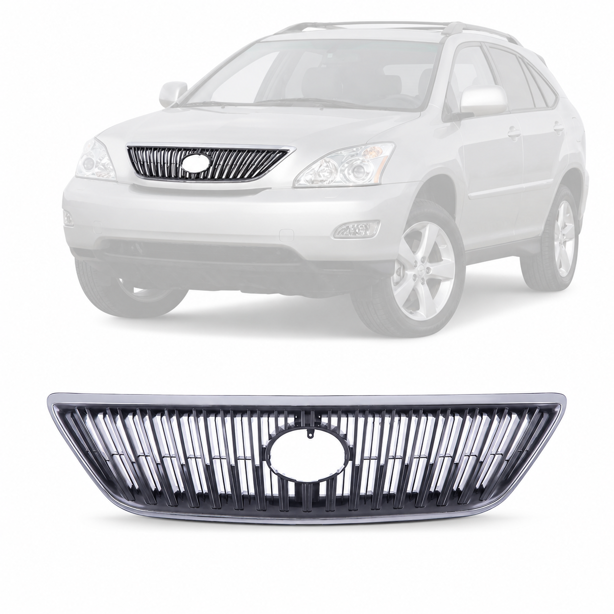 Grille Chrome Shell Surrond w/ Gray Insert For 2004-2006 Lexus RX330 LX1200113