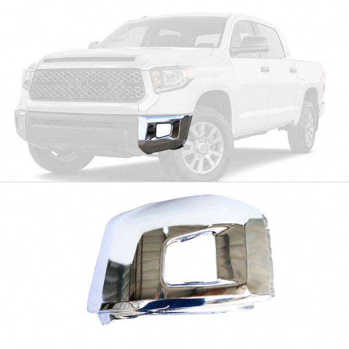 For 2014-2021 Toyota Tundra Front Driver Side Bumper End Cap Chrome Steel Outer