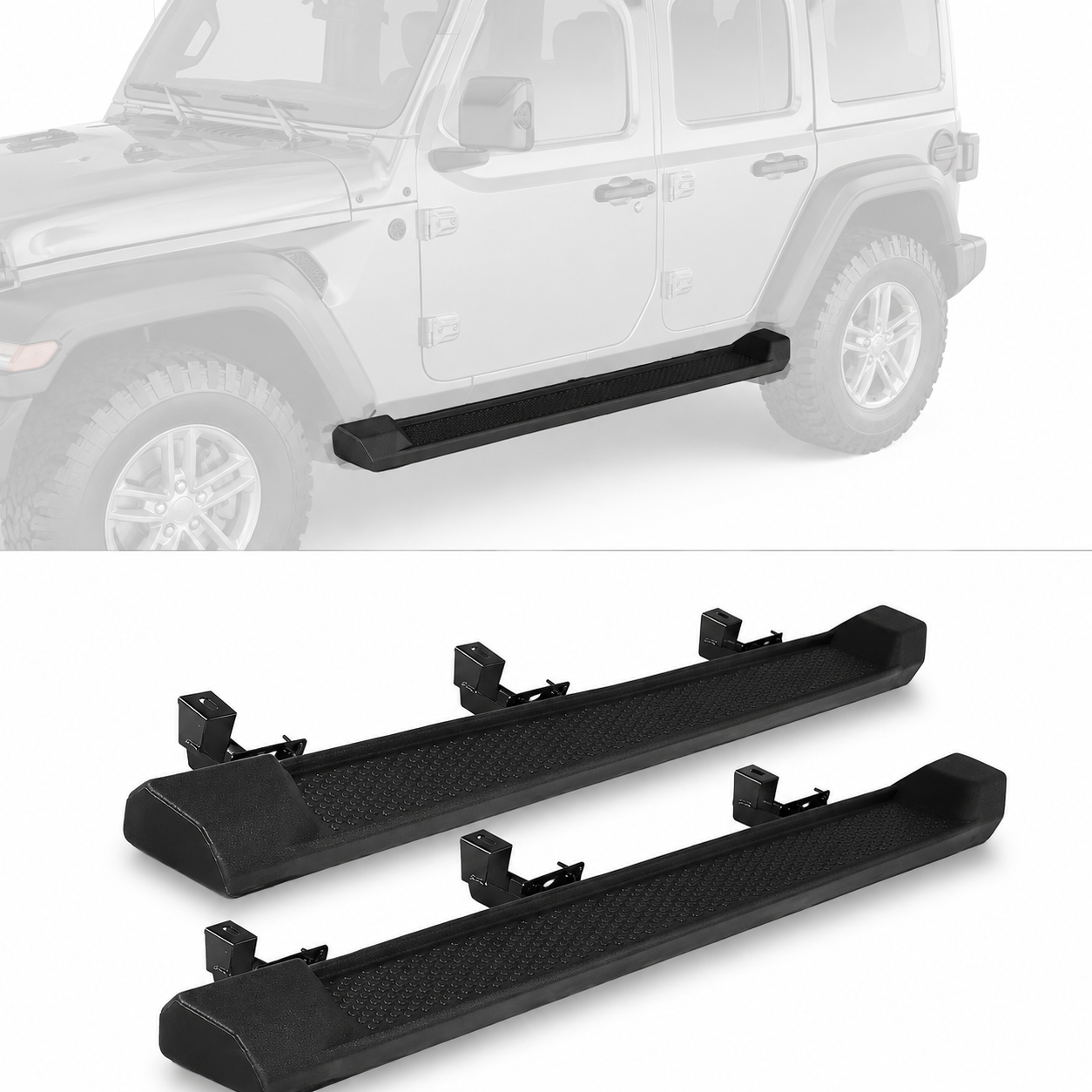 6.5" Running Boards For 18-26 Jeep Wrangler JL 4 Doors ABS Nerf Bars Side Steps