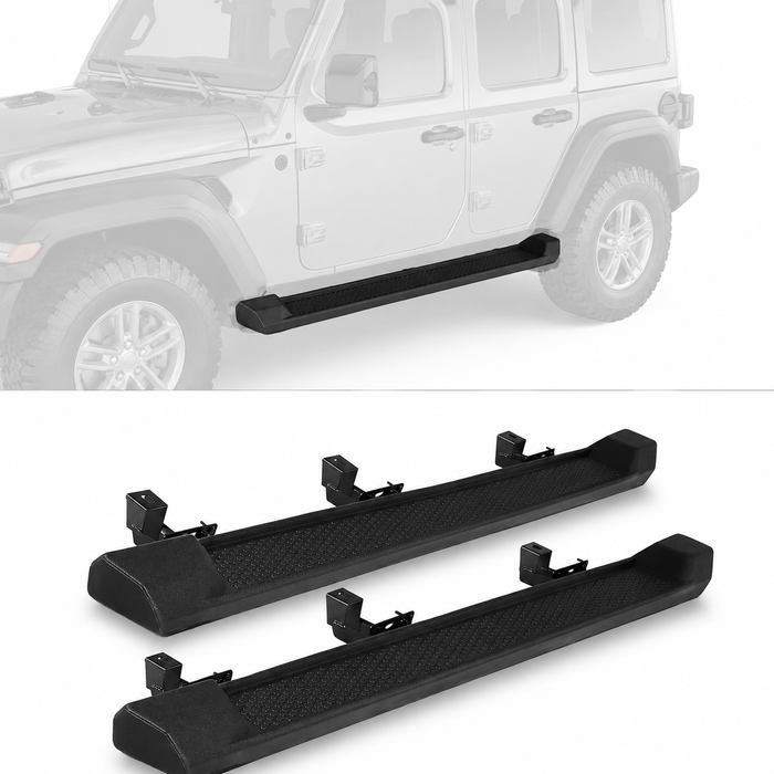 6.5" Running Boards For 18-26 Jeep Wrangler JL 4 Doors ABS Nerf Bars Side Steps