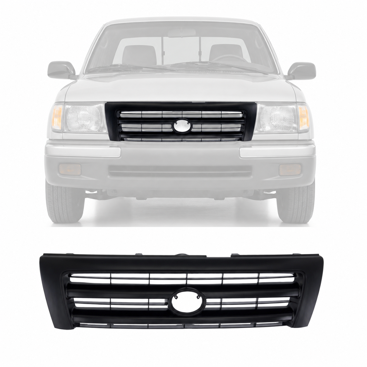 Black Grille Surround and Insert for 1998-2000 Toyota Tacoma Pickup 2WD 4WD