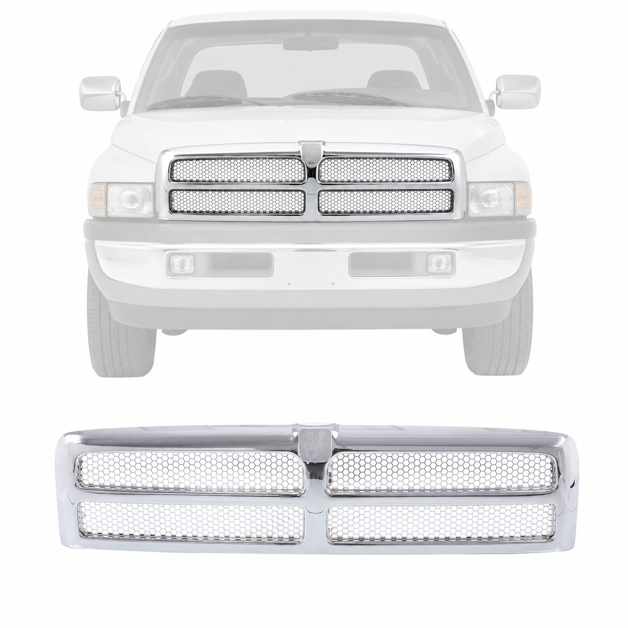 Grille Frame w/Insert For 94-01 Dodge Ram Pickup Truck 1500 2500 3500 CH1200178