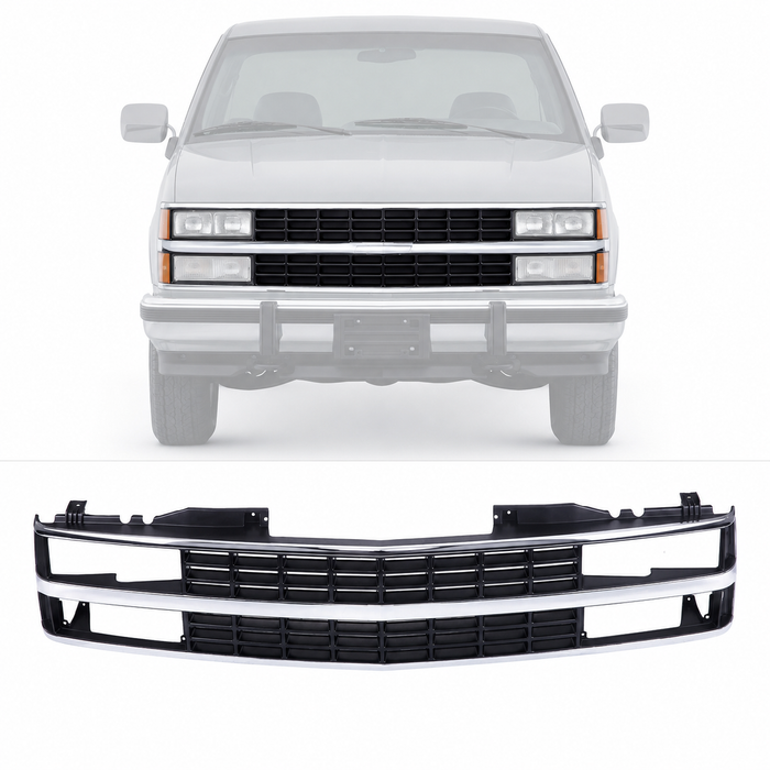 Grille Chrome Shell with Insert For 88-93 Chevrolet C1500 C2500 C3500 GM1200142