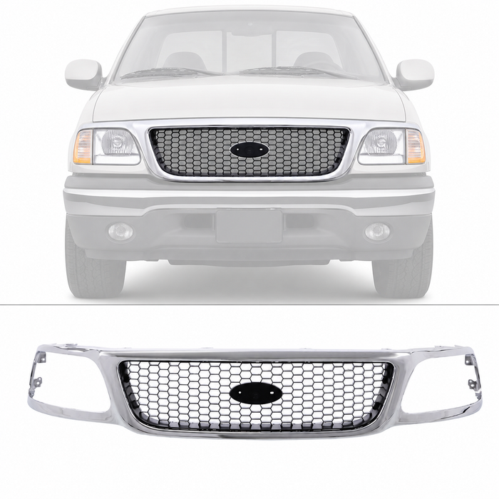 Grille Frame with Black Insert Honeycomb For 1999-03 Ford F-150 Pickup FO1200404