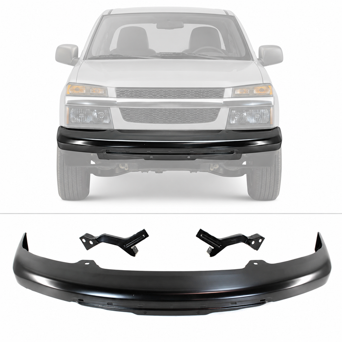 Black Front Bumper Face Bar with Brackets For 04-2012 Chevy Colorado GMC Canyon