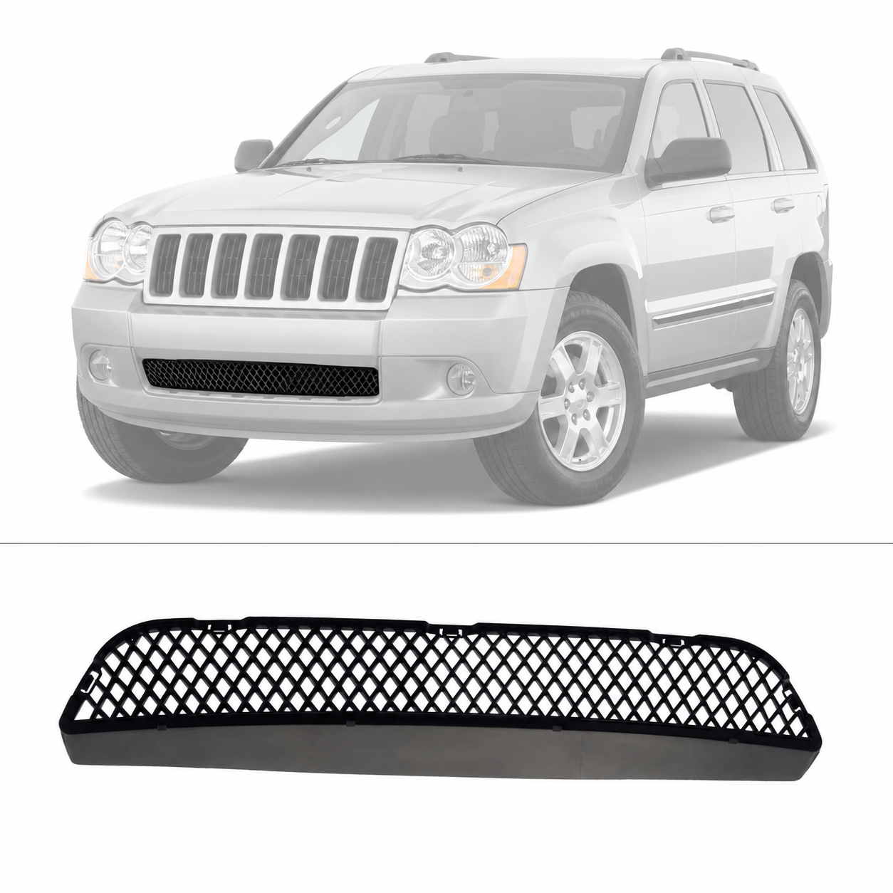 New Textured Black Plastic Front Bumper Grille for 2006-2010 Jeep Grand Cherokee