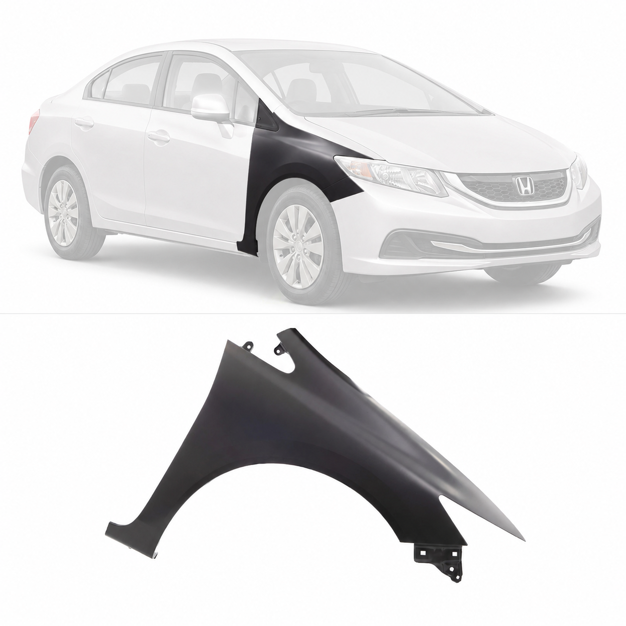 Front Passenger Fender For 12-15 Honda Civic 4DR Sedan 12-13 2DR Coupe Model