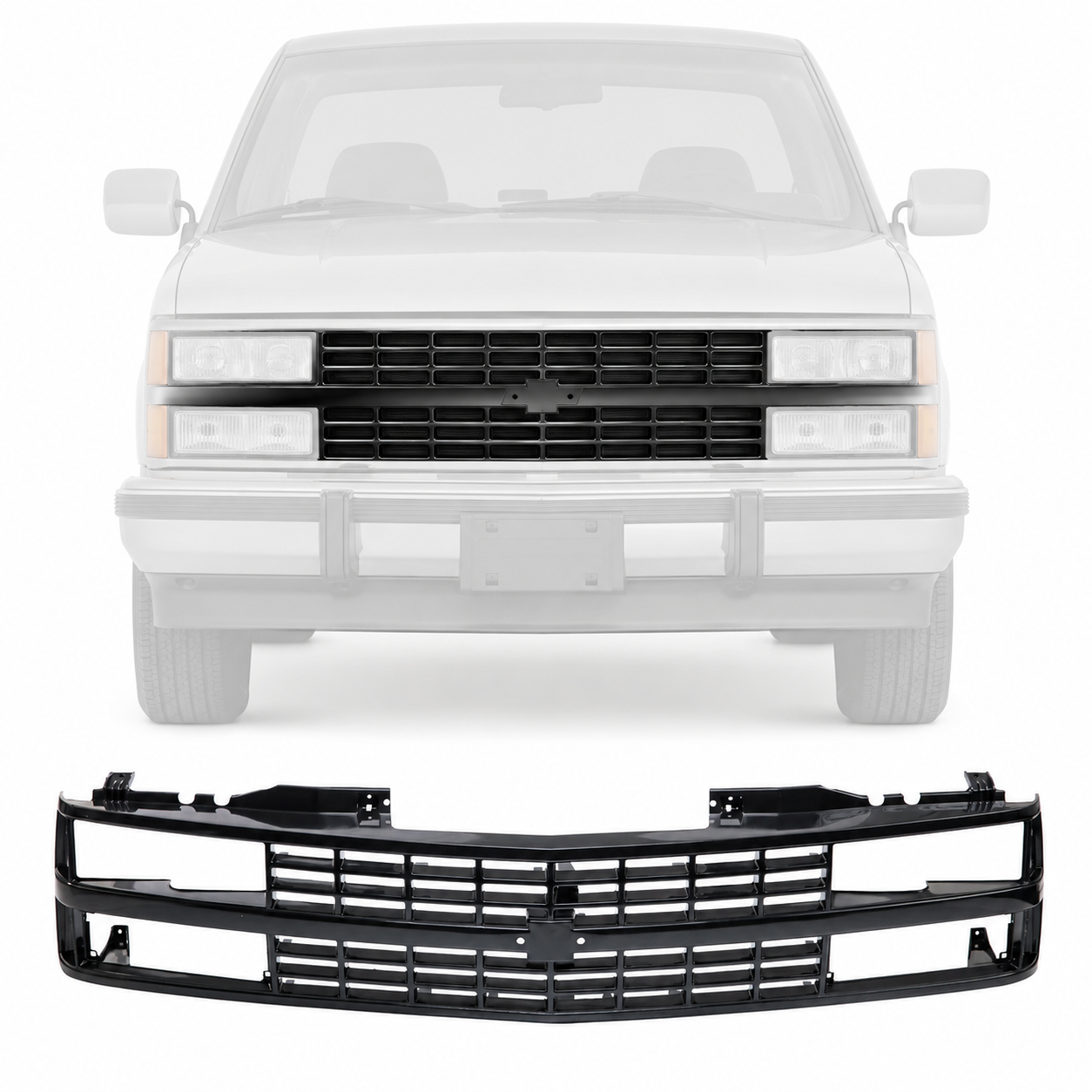 Black Grille For 1988-1993 Chevrolet C1500 K1500 Fullsize Blazer Truck Pickup