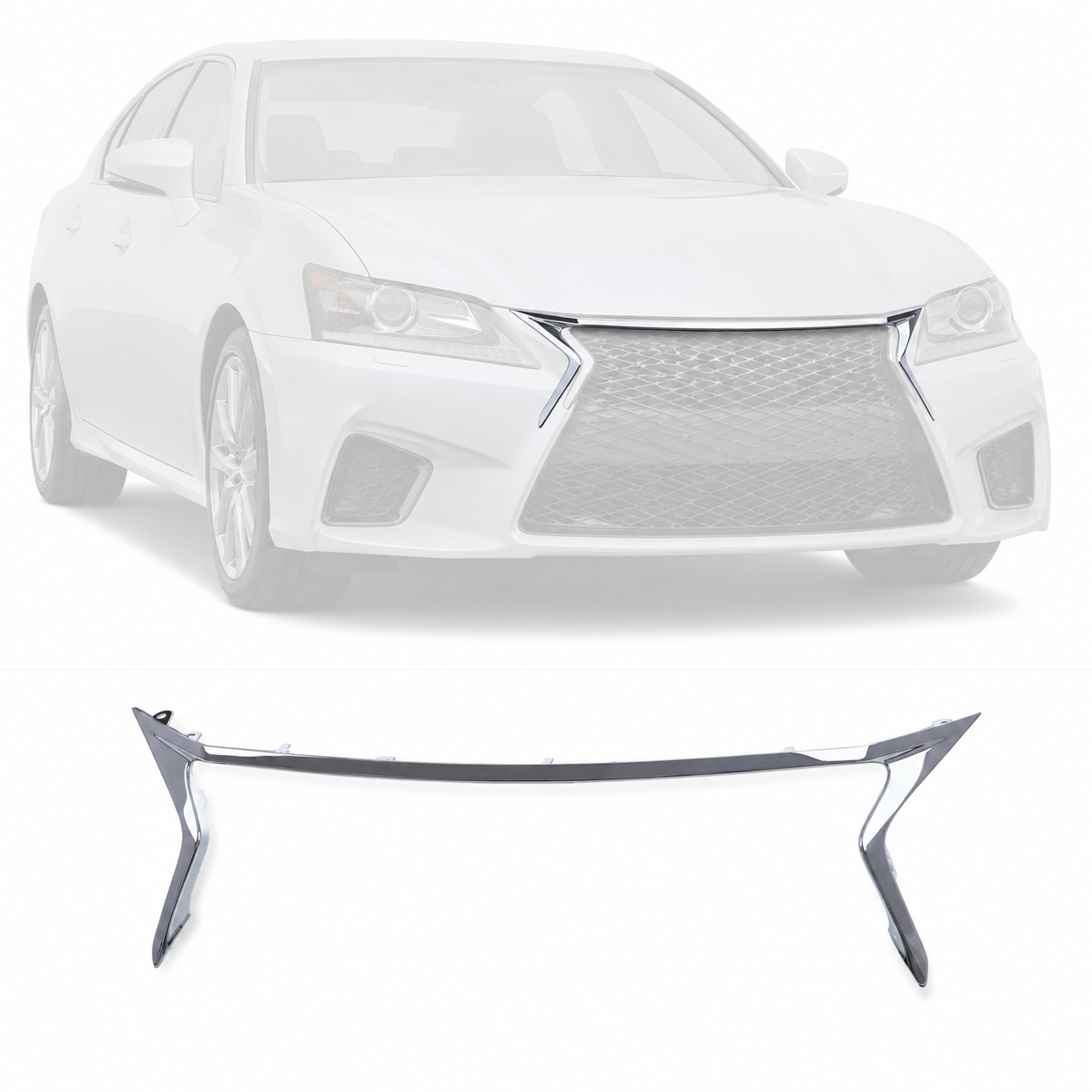 Plastic Chrome Front Bumper Grille Trim Molding for 2013-2015 Lexus GS350 GS450h