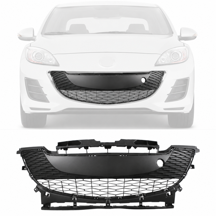 Bumper Front Grille For 10-11 Mazda 3 Front 2L Textured Gray MA1036112