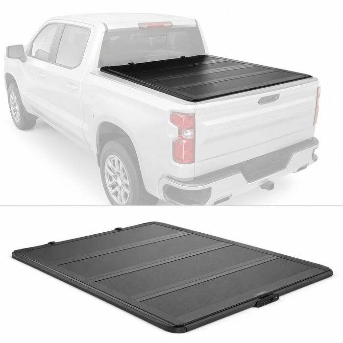 6.5FT FRP Low Profile 4-fold Tonneau Cover For 2019-2026 Silverado / Sierra 1500