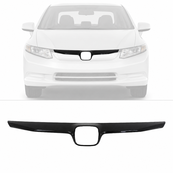 Black Grille Grill Molding Trim For 8th Honda Civic 2009-2011 1.3L 1.8L Sedan
