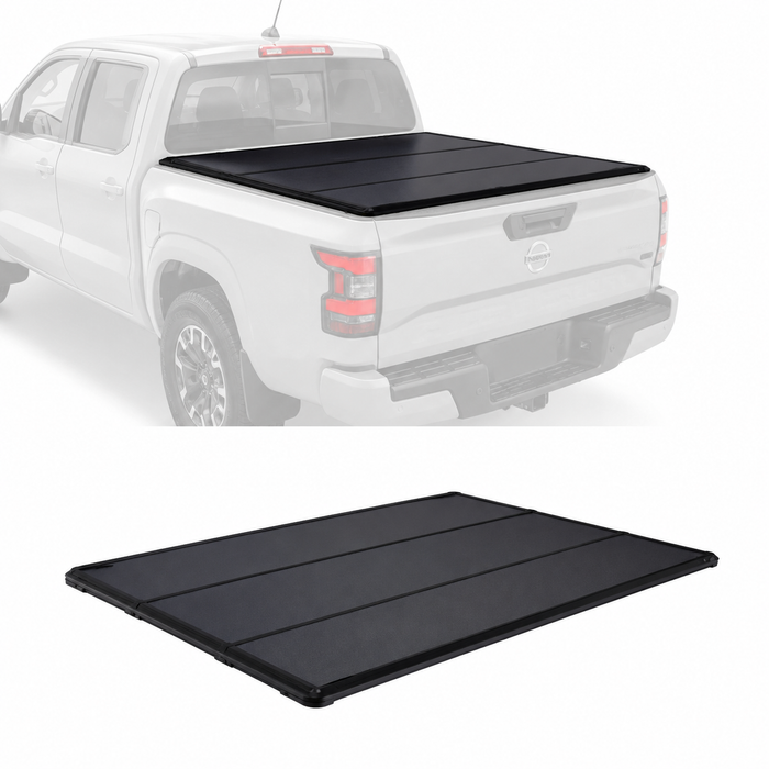 5FT FRP Low Profile Hard Tri-Fold Tonneau Cover For 2022-2024 Nissan Frontier