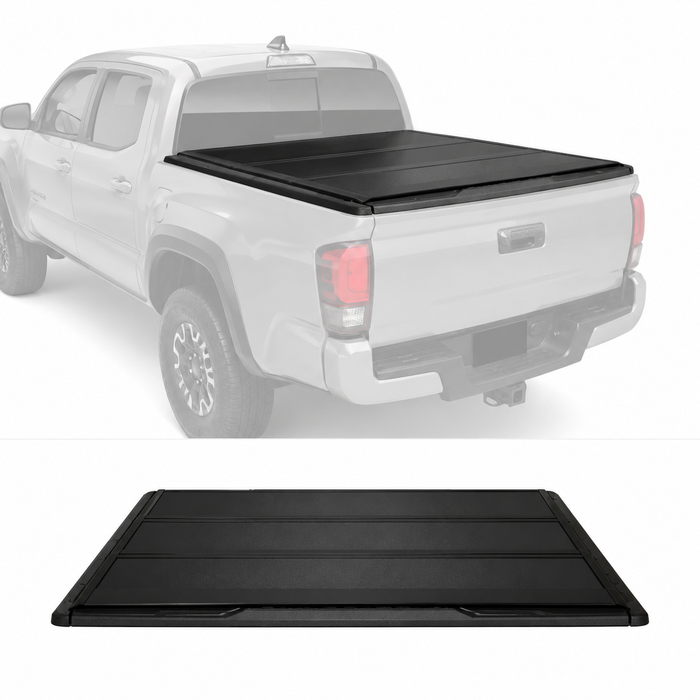 6FT FRP Low Profile Hard Quad-Fold Tonneau Cover For 2016-2023 Toyota Tacoma Bed