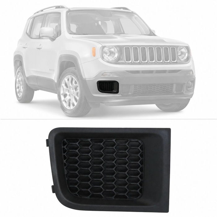 Front Passenger Side Bumper Grille Fog Light Cover For 2015-2018 Jeep Renegade