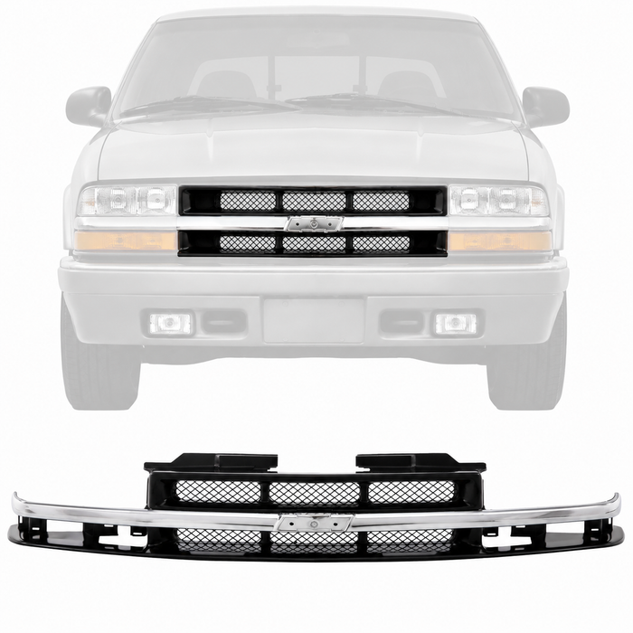 Grille Mesh Insert w/ Chrome Center Bar For 1998-2004 Chevrolet S10 98-05 Blazer