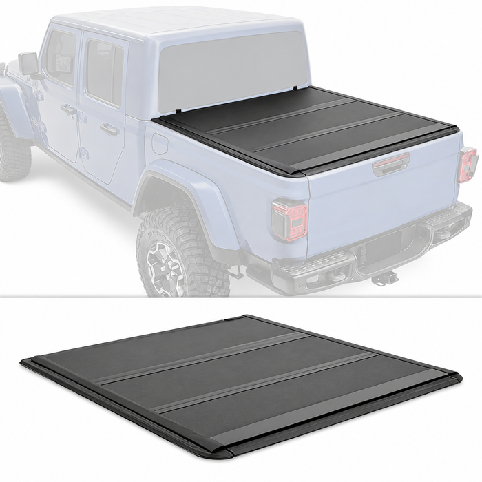 5FT FRP Low Profile Hard Tri-Fold Tonneau Cover For 2020-2025 Jeep Gladiator Bed