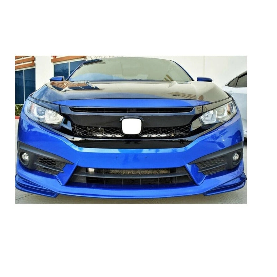 Type-R Style Front Bumper Set w/ Glossy Black Grille for 16-18 Civic Coupe Sedan