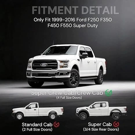 Running Boards For 99-16 Ford F250 F350 F450 Super Crew Cab Drop Step Bars
