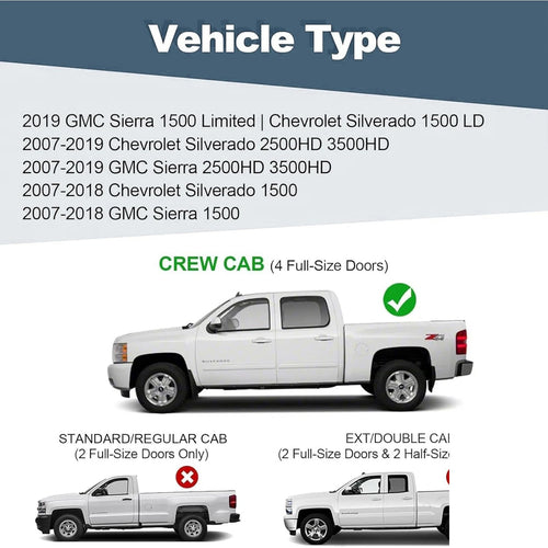 6.5" Running Boards For 2007-2018 Silverado/Sierra 1500 Crew Cab Side Steps Bar image 2