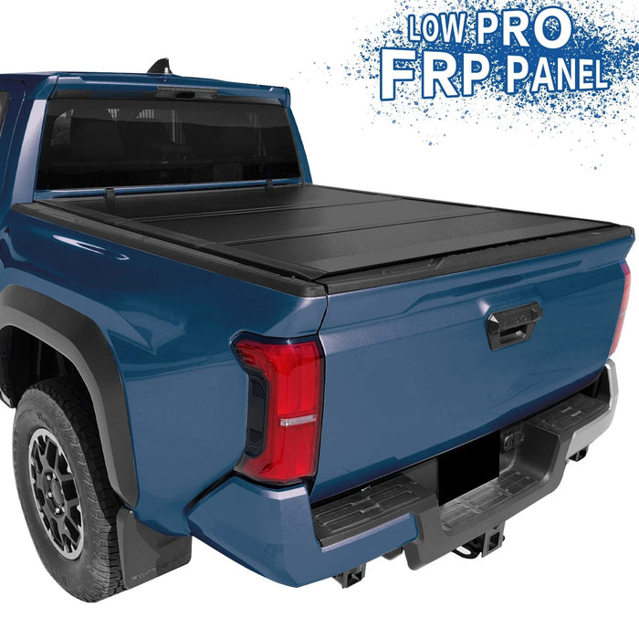 6FT FRP Low Profile Hard Quad-Fold Tonneau Cover For 2005-2015 Toyota Tacoma Bed