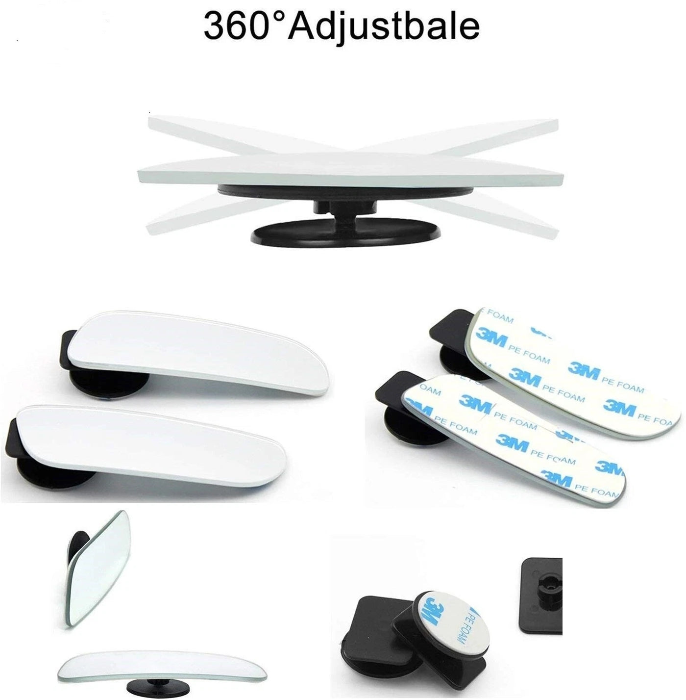 2pcs Car Blind Spot Adjustabe Mirrors 360? Glass Wide Angle Rear View image 1