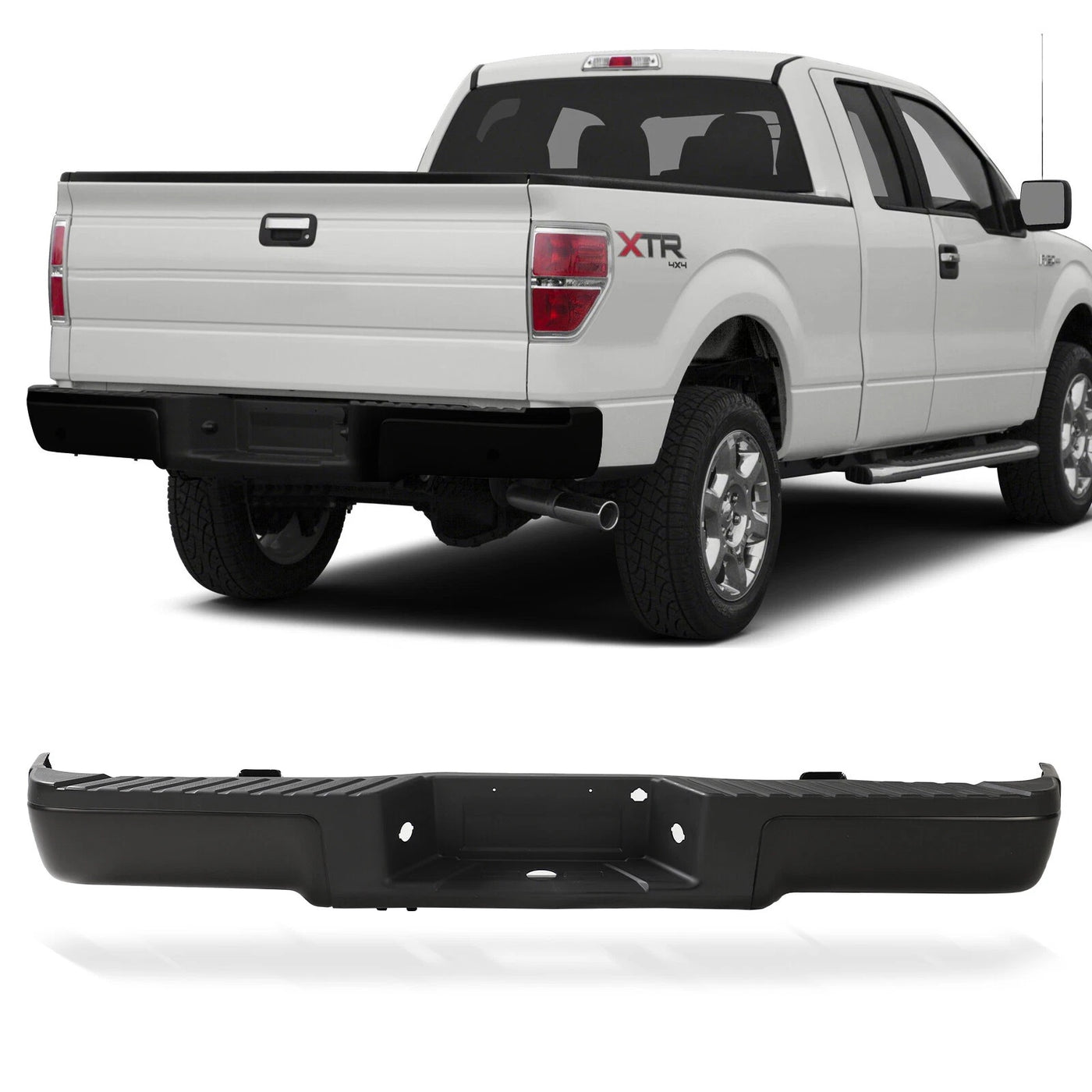 Rear Steel Bumper Assembly Fit 2009-2014 Ford F150 Truck FO1103161 Black image 1