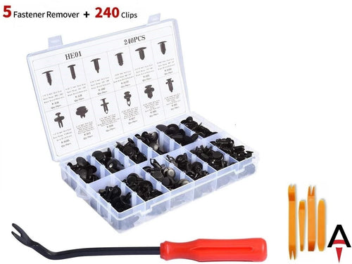 245pcs Car Rivets Fastener Fender Bumper Push Pin Clips Trim Assortment & Tools image 1